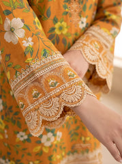 Orange Floral Embroidered 3-Piece Suit