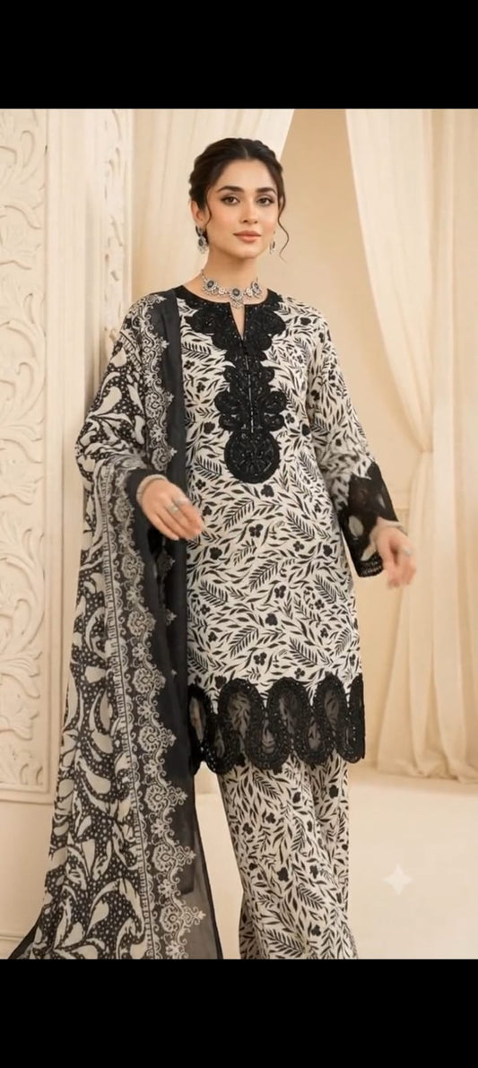 JD 3Pcs Embroidery Stiched