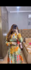 Flower Multi Kaftan Long Length 2 Piece