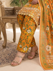 Orange Floral Embroidered 3-Piece Suit