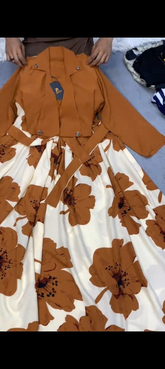 Ajwa  Kot Style Long Length Frock STITCHED FOR GIRLS